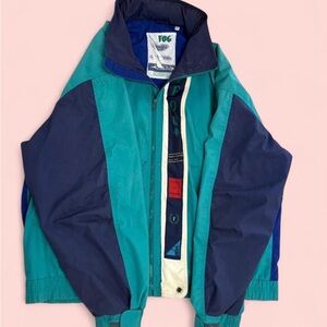 Vintage London Fog Teal and Navy Nylon Jacket